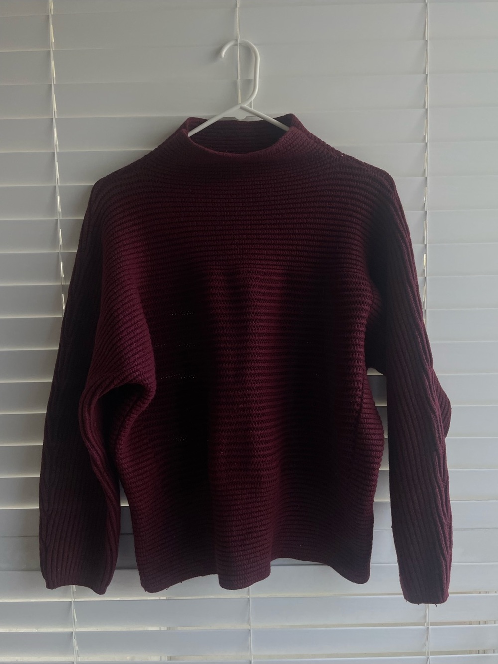 Max Studio Ribbed Mock Neck Sweater - Burgundy